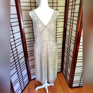 Silver lace cocktail dress, size 10